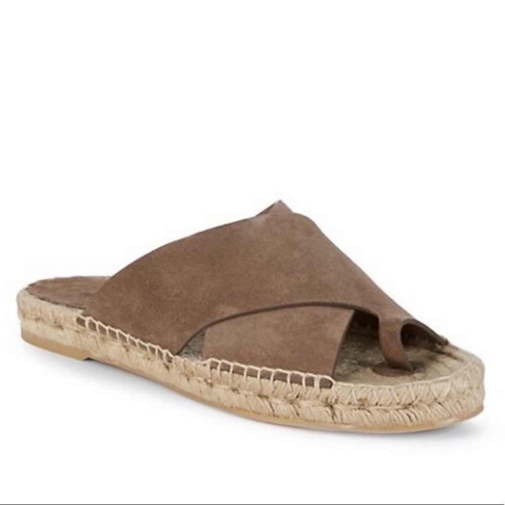 VINCE Carlita Suede Espadrille Slide Sandals Taupe Brown Color Size 10 Women’s
